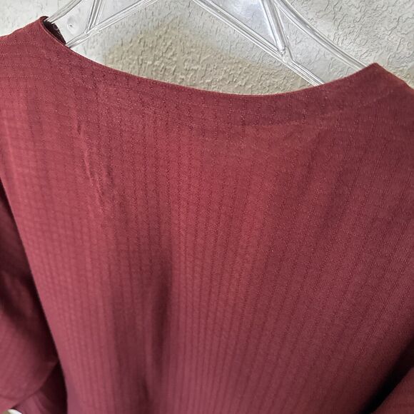 Vintage 100% Silk Top Blouse Red Button Up Long Sleeve Sz S Preppy Lightweight - Picture 10 of 11